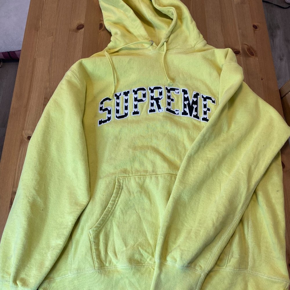 Supreme Hearts Arc Hooded Sweatshirt in yellow